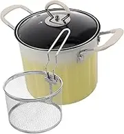 OKUMEYR Stainless Steel Frying Pan Deep Fryer Pot Lid Japanese Style Tempura Pot Cast Iron Cookware Safe Easy to Use Induction Compatible