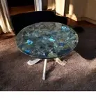 24" Round Labradorite Stone Coffee Table Crystal Healing Gemstone Countertop Dec