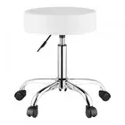 Height Adjustable Round Rolling Stool Swivel Work Chair with Wheels White