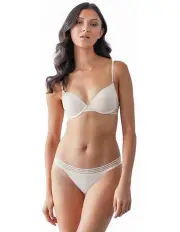 [me. by bendon] Stripe Elastic & Papertouch Demi Bra in Silver Peony