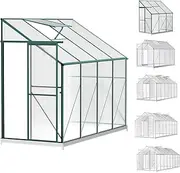 ALFORDSON Walk-in Tunnel Greenhouse with PC Panels & Steel Base, Aluminum Frames Green House Shed with Sliding Door and Vent, Grow Tent for Plantation Flowers, 2.52x1.27x2.18m