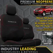 Toyota Hilux 7th Gen - Sports Seat With Seat Airbags - GP6 Premium Neoprene 2x Front Seat Covers (Made to Order)