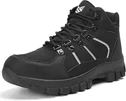 [WYJXFHL] Steel Toe Boots for Men Women Comfortable Puncture Proof Safety Work Shoes for Indestructible Construction Working and Daily Wear