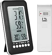 Labymos LCD Digital Weless Indoor/Outdoor Thermometer Hygrometer ℃/℉ Temperature Humidity Meter with Max Min Value Display Transmitter
