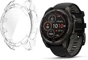 Case for Garmin Fenix 8 47MM AMOLED or Solar Sapphire,Crystal Clear Hard PC Case with Tempered Glass Film Full Covered Shockproof Scratch-Proof Screen Protector Cases (47mm Solar)