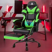 ALFORDSON Gaming Chair with Lumbar Massage Office Chair Black & Green