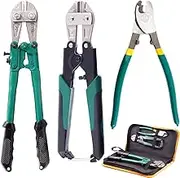 Keadic 3Pcs Heavy Duty Bolt Cable Cutter Pliers Set Multifunctional 14" and Mini 8" Bolt Cutters, 8" High Leverage Wire Cutter with Soft Rubber Handle for Cutting Rope Rivets Chain Copper Aluminum