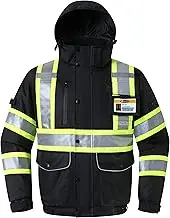 JKSafety High Visibility Reflective Bomber Jacket Multiple Pockets Fluorescent Color Lightweight ANSI Compliant Class 3