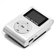 RAYWE Mini Portable MP3 Music Player Metal Clip-on MP3 Player with LCD Screen Support TF Card Wide Application Silver