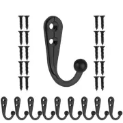 10 PCS Coat Hooks Wall Mounted, Premium Black Heavy Duty Metal Wall Hooks for...