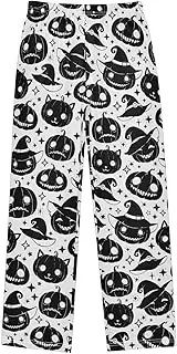 [ZZXXB] Pumpkin with Witch Hat Boys Long Pants Soft Trousers Elastic Waist Kids Lounge Bottoms with Pockets S-XL