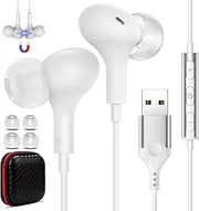 USB Headset with Microphone for PC Laptop,7.5Ft USB A Headphones Earbuds for Computer with in-Line Control Noise Cancelling Lightweight Wired Computer Headphones for Dell/HP Zoom School Class,White