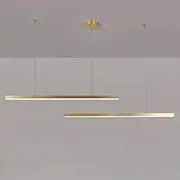 TONFON Gold Minimalist Chandelier Metal Aluminum Pendant Light Modern LED Linear Hanging Light for Kitchen Island Living Room Bedroom Bedside Dining Room Hallway Ceiling Light Fixture(120CM)