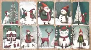 Whimsical Christmas junk journal card toppers set of 10 junk journal cards tags