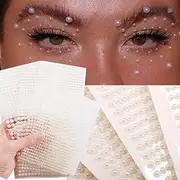 4 Sheets White Pearl Sticker,3D Self Adhesive Acrylic Nail Rhinestone Stickers Flat Back Round Pearl Bead Design for Beauty Makeup Crafts Body Face Nails Art Accessories DIY Decorations for Women