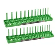 Hansen 3/8" Socket Organizer Tray Holder Set Metric & SAE Standard Deep Green