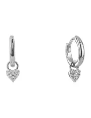 [Georgini] Sweetheart Sparkly Heart Mini Drop Hoops Earrings in Silver