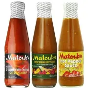 Trinidad Hot Sauce Variety Pack 3 x 10oz Matouk's Flambeau Pepper Sauce