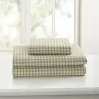 250tc 100% Cotton Gingham Print Sheet Set, Queen, Green