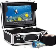 Portable Fish Finder 9 Inch Underwater Drone Underwater Fishing HD Camera with HD 1200TVL, Fishing Camera with 12 High-Power White Lights and 30 Meter Cable for Fishing