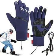 [Generic] Heated Gloves for Men, USB Heated Work Gloves for Skiing, Cold Weather Touchscreen Gloves, Waterproof Heated Snowboard Gloves for Outdoor Cycling Driving