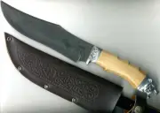 UZBEK NATIONAL BIG KNIFE PCHAK PICHOK HANDMADE-WOOD HANDLE(HEAD OF THE TIGER)430