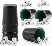 Orizizhic Schocken Set with 6 Quiet Dice Cups and 36 Dice, Shock Cutlery Set Leather, Shock Dice Game Set for Bars Night Clubs Dice Games