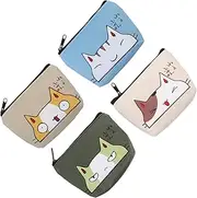 [FOMIYES] Cartoon Bag for Storage 4 Pack Adorable Change Purse Girl Mini Bag Cloth Wallet Key Storage Random Style