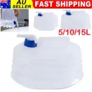 5/10/15L Foldable Collapsible Water Container W/Spigot Camping Water Storage Jug