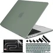 DONGKE Compatible with M4 MacBook Pro 14 inch Case 2024 2023 2021 A3112 A3401 A3185 M3 A2918 A2992 M2 A2779 M1 A2442 Pro Max with Touch ID, Plastic Hard Shell with Keyboard Cover, Midnight Green