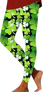 [Generic] St. Patrick's Day Leggings Running Pants Funny Graphic Print Lucky Leaf Print Irish Tights St Patricks Day Yoga Pants