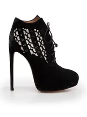Black Suede Cut Out Platform Laced Heels