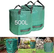 GYB 2Pcs 500L Garden Waste Bags, Reusable Garden Sacks with Handles, Heavy Duty Yard Waste Bags, Plant waste grass and Leaves Storage Bags