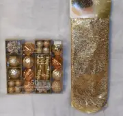 Gold Glimmer & Glisten Tree Skirt & 50 Ornaments~ Jaclyn Smith~ NWT's~52" $49.98