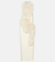 [Toteme] Toteme Shearling-trimmed cady midi dress AU 6 white