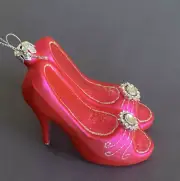 Hot Pink High Heels Shoes Glass Ornament Fashion Fancy Luxury Prom 80s Rich