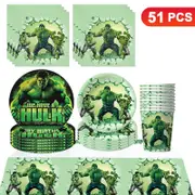 Hulk Theme Party Tableware 10 Guest Pack Plates Cups Napkins Tablecloth