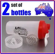 2x PROTEIN SUPPLEMENTS BLENDER MIXER POWDER SHAKER DRINK BOTTLE