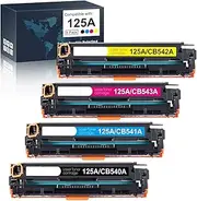 4 Pack Generic 125A Toner Cartridge CB540A CB541A CB542A CB543A Compatible with HP Laserjet CP1217 CP1515n CP1215 CP1510 Series（1BK1C1M1Y）