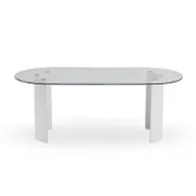 Zora 200cm Round Tempered Glass Oval Dining Table