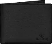 [WALRUS] Black Color Nature Friendly Vegan Leather Bi-Fold Men Wallet, Black, Classic