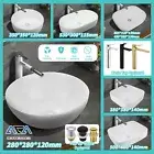 Bathroom Ceramic Basin Vanity Bowl Sink Counter Top High Gloss White Round Oval