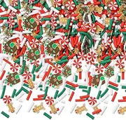 300g Christmas Fake Sprinkles Polymer Clay Slices Faux Sprinkles Polymer Soft Clay Christmas Mixes Slices Supplies for DIY Jewelry Making Scrapbooking Craft Cake Phone (Christmas House Style)
