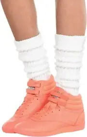 Slouchy Socks White Totally 80's Retro Fancy Dress Halloween Costume Accessory