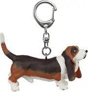 NEW PAPO 02004 Basset Hound Dog Model Replica Keyring Key Ring
