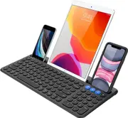 Arteck Universal Bluetooth Keyboard Multi-Device Built-In Cellphone Cradle Wireless Keyboard for Windows, Ios, Android, Computer Desktop Laptop Surface Tablet Smartphone Built-In Rechargeable Battery