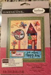 Dimensions Whimsy Applique Embroidery Kit Home Is Happy Lori Siebert#72-73771New