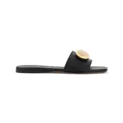 [Loewe] Loewe-Black Pebble Slide Calf Leather Sandals-Donna 39 IT