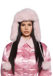 [Playboy by Dolls Kill] Snowfall Bunny Faux Fur Trapper Hat