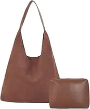 [Bagkeak] Large Tote Bag For Women Shoulder Bags For Women Simple Underarm Bag Casual Work Purse Retro Handbag Top Handle Travel Winter